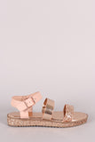 Bamboo Glitter Encrusted Double Strap Flatform Sandal