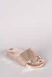 Qupid Embossed Jelly Open Toe Slide Sandal